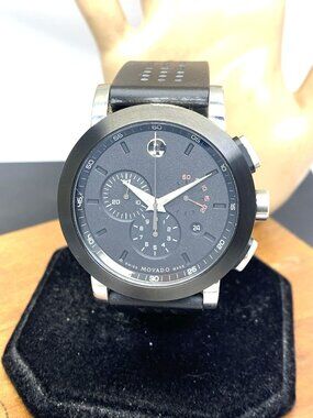 Movado Men's Watch 0606545 Museum Swiss Quartz Chronograph Black Rubber 44mm